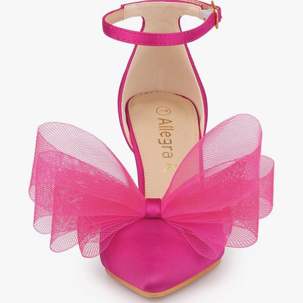 Allegra K Women's Fuchsia Bow Heels